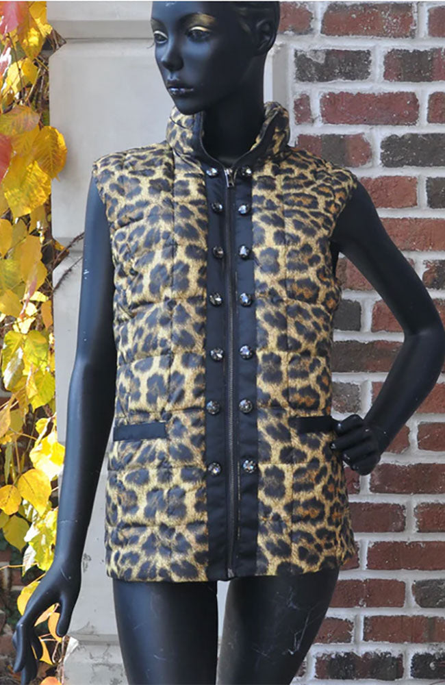 Celia Puffer Vest Leopard
