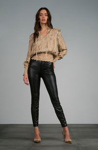 Tie Neck Cinched Waist Top