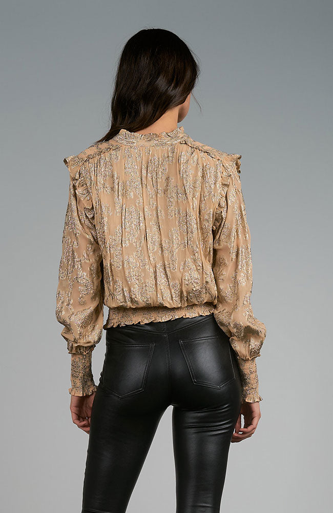 Tie Neck Cinched Waist Top