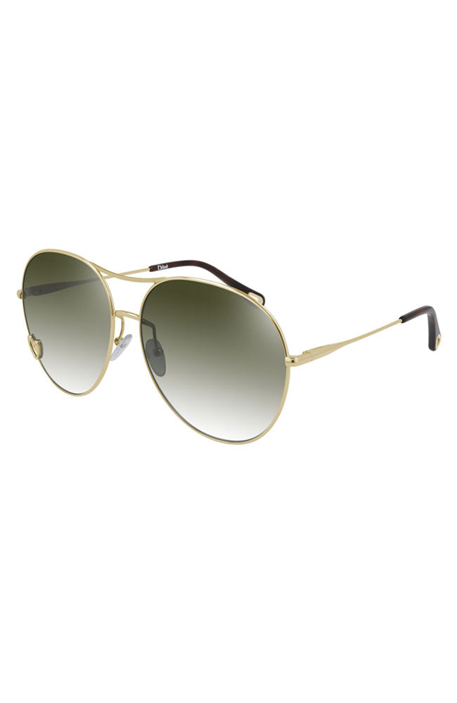 Chloe Sunglass in Gold, Gold & Green