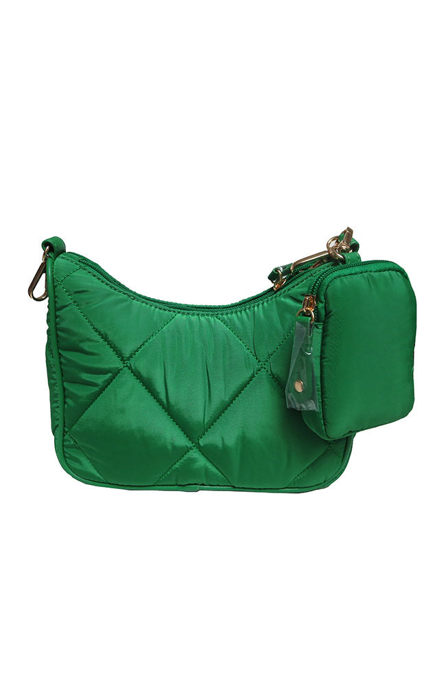 Quilted Hobo with Chain Handle Green