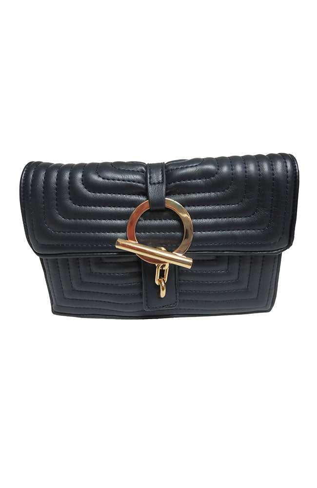 Quilted Nappa Flap Bag Navy