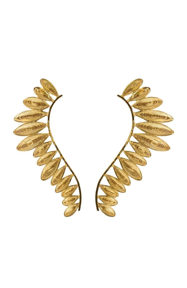 Filigree Earring 24k Gold Plated Bronze Leaves