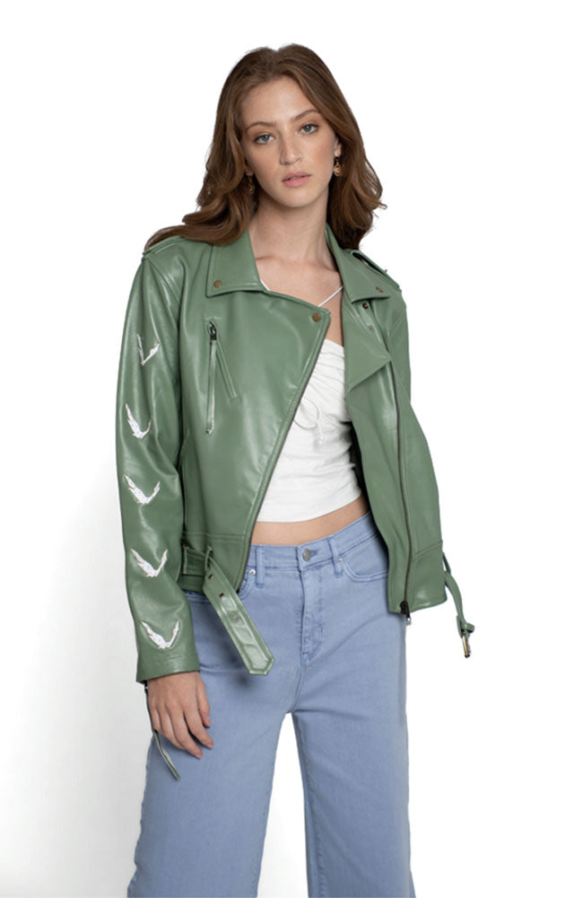 Moto Jacket Bird Embroidered