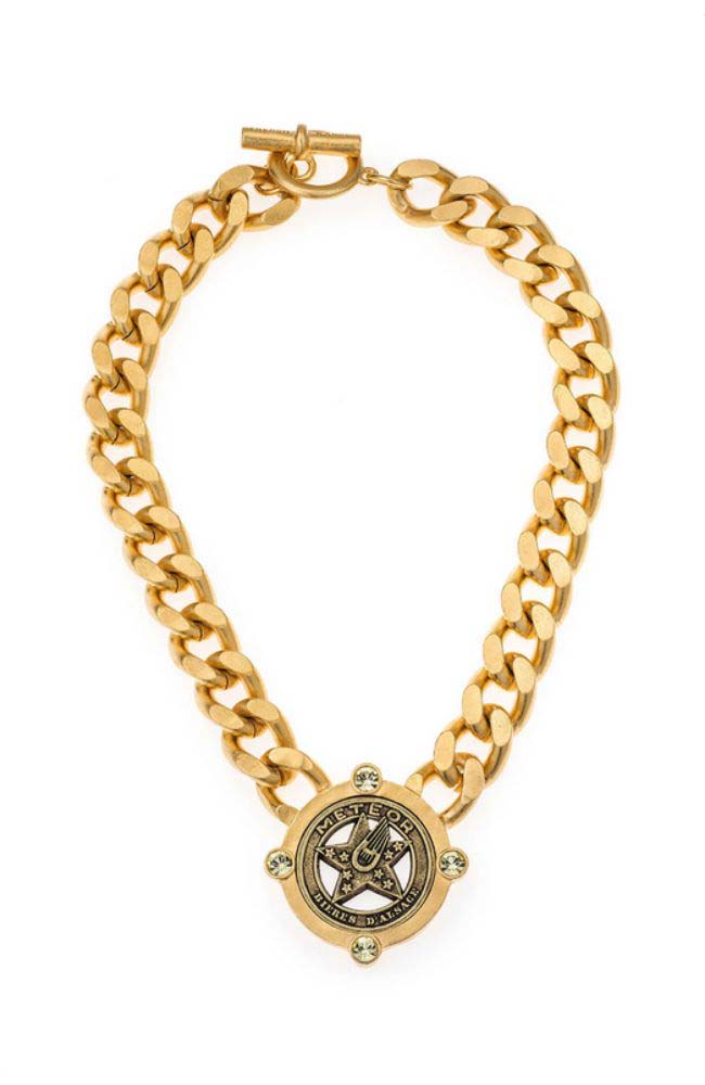 16-18" Bevel Chain Necklace Meteor Medallion