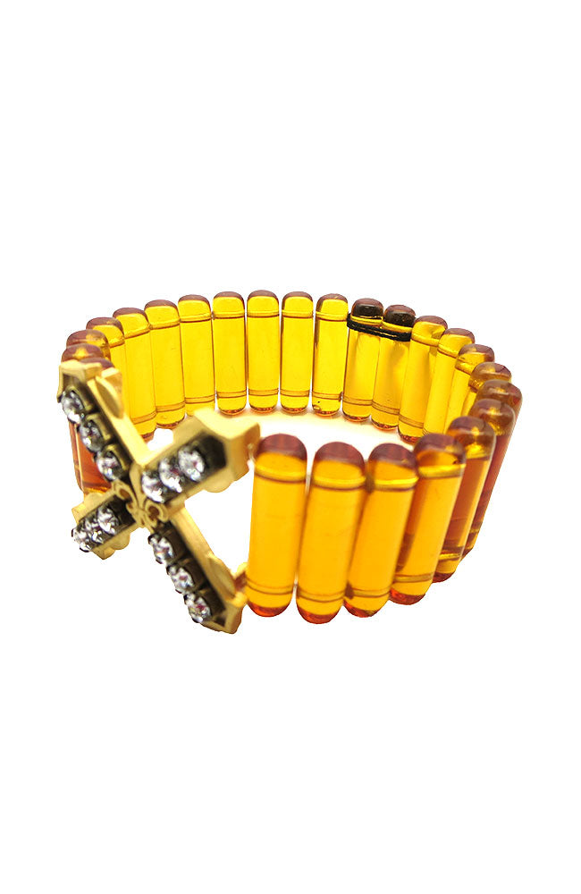 Topaz Bullet Bead Bracelet Crystals on X