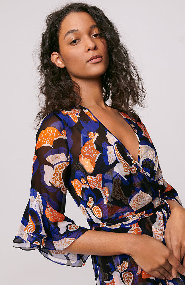Jean Chiffon Blend Wrap Dress
