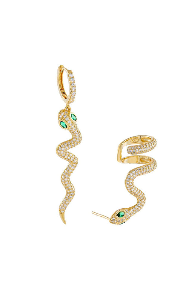 Pave Snake Ear Cuff & Huggie
