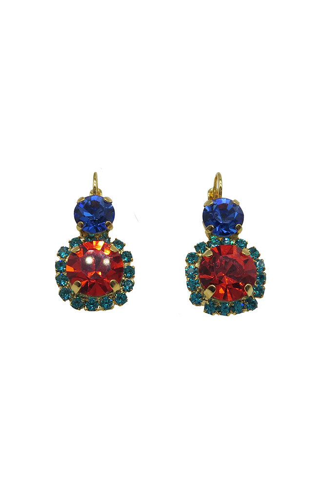 Red & Blue Leverback Earring