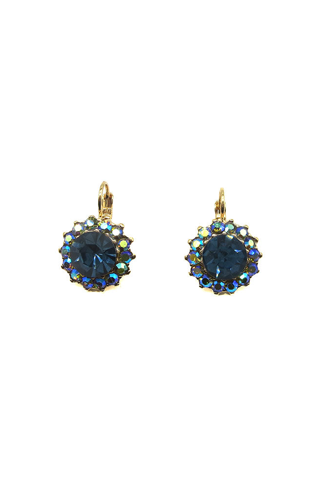 Blue Flower Shape Leverback Earring