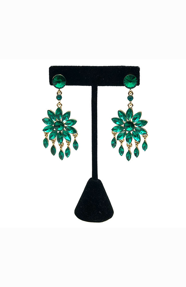 Gold Emerald Color Earrings