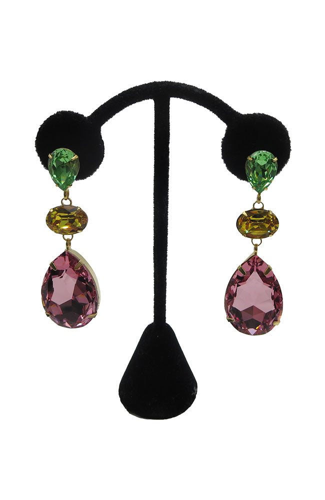 3 Crystal Teardrop Earring