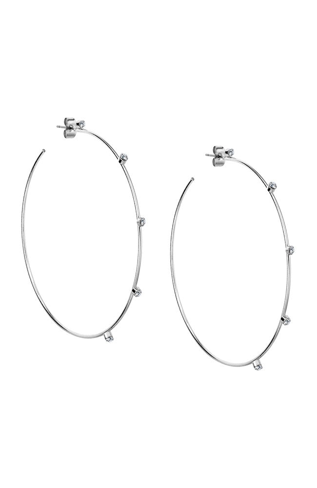 2 1/2" CZ Studded Hoop Silver