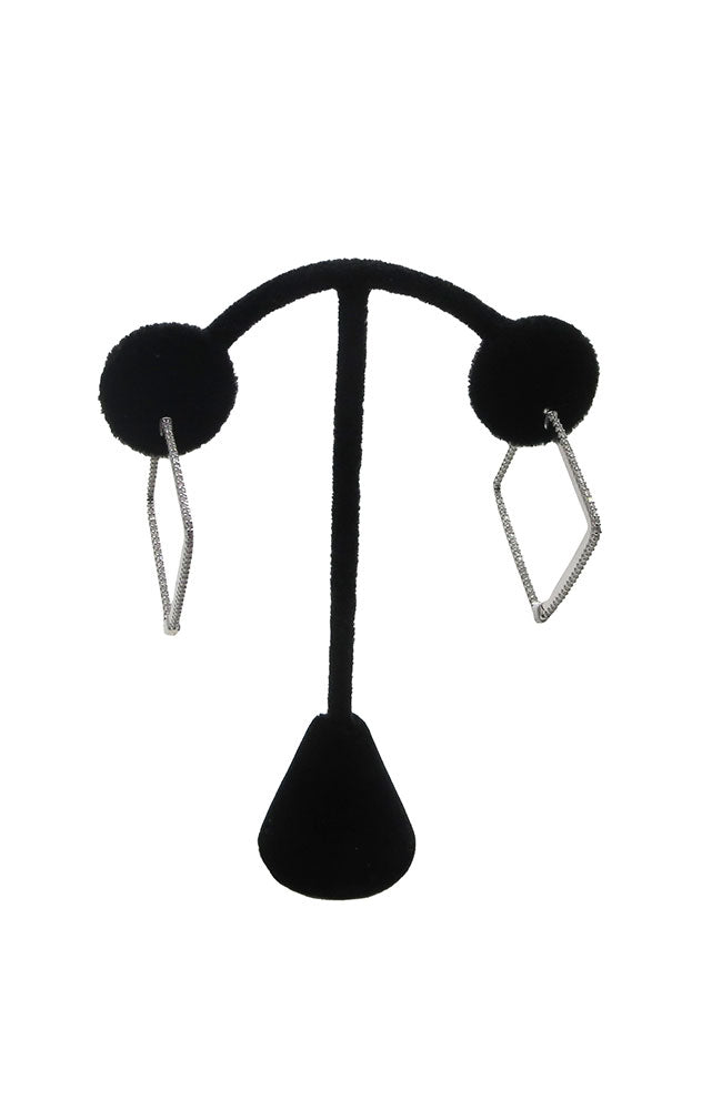 Rhodium Crystal Sq Hoops