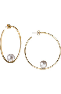 HP Gold Hoop & Pearl Earring