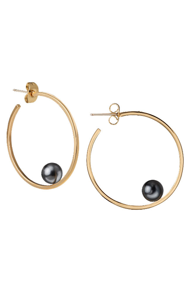 Gold Gray Pearl Mini Oprah Earrings