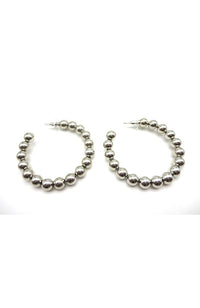 8mm Metal Ball Hoops Rhodium