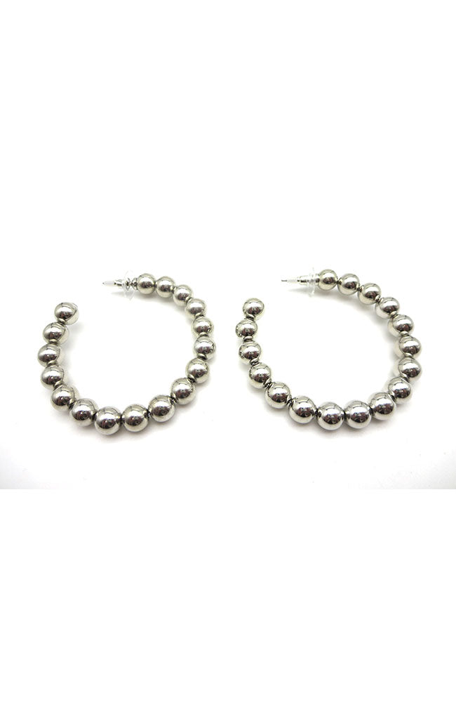 8mm Metal Ball Hoops Rhodium