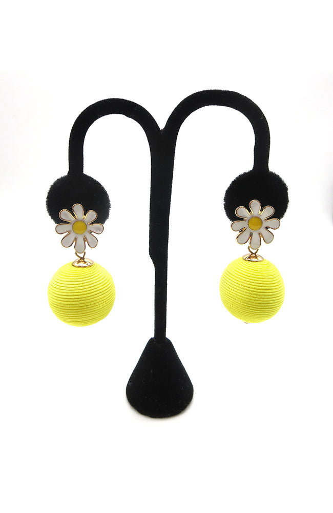 Epoxy Flower Ball Earrings