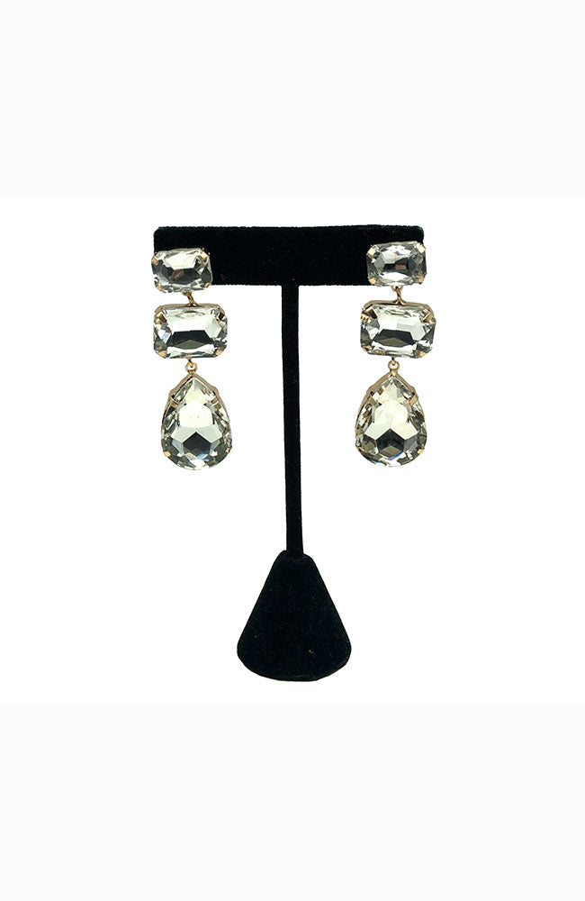 3 Large CZ Stone Earrings