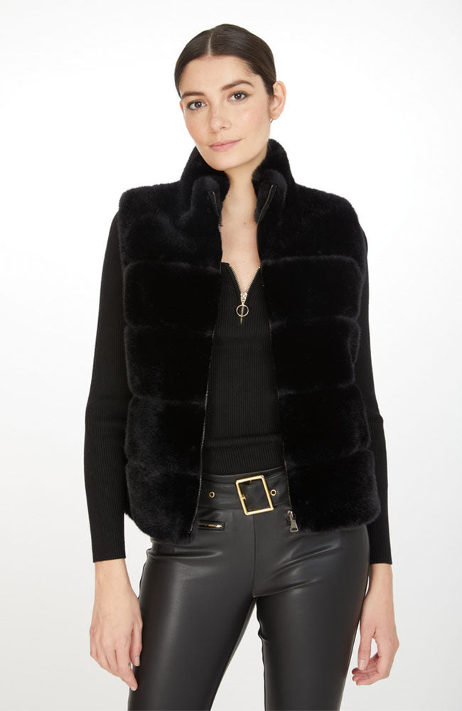 Roxanne Faux Fur Vest in Black