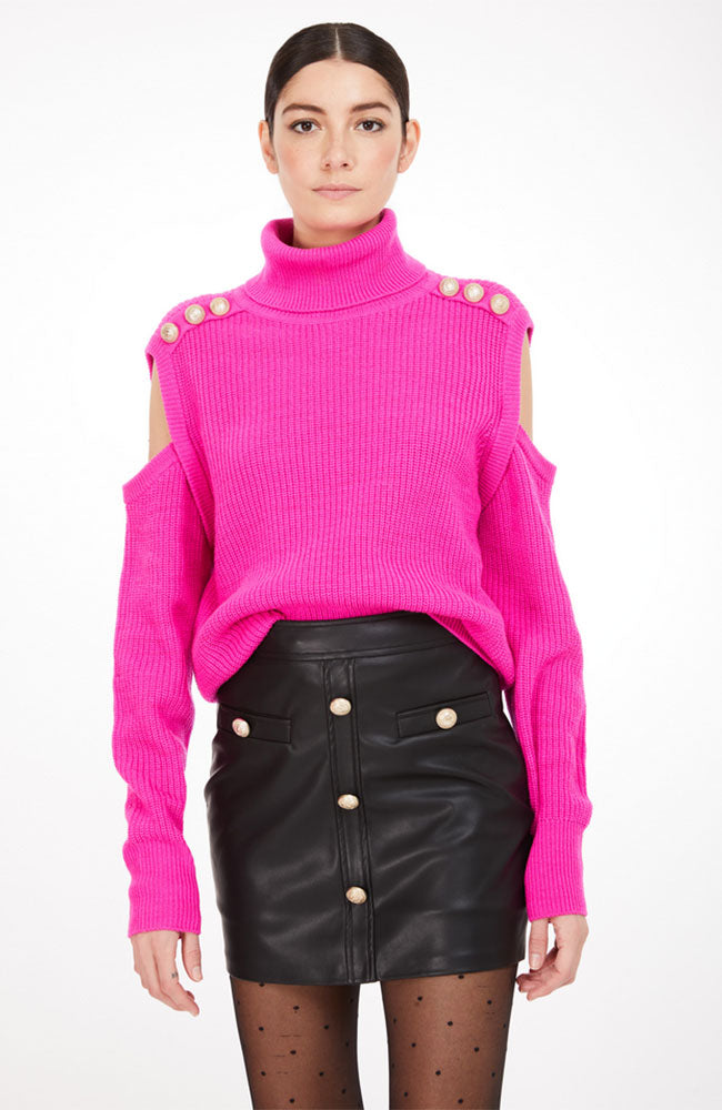 Bibi Cut Out Sweater Hot Pink