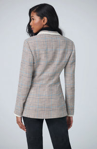 Jacket with Contrast Trim in Palace Blue Plaid
