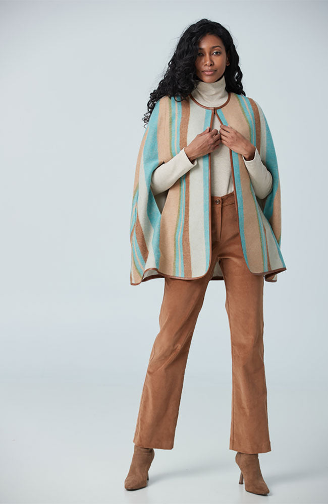 Short Cape in Jade Stripe