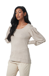Crew Neck with Puffy Sleeves and Long Cuffs