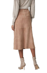 Suede A-line Midi Skirt