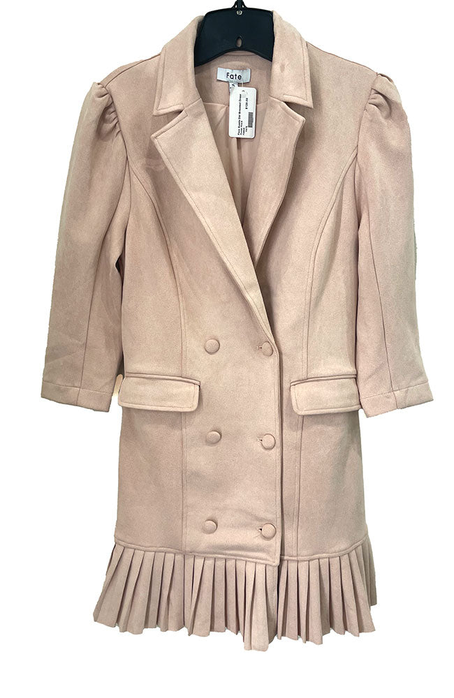 Faux Suede Double Breasted Dress