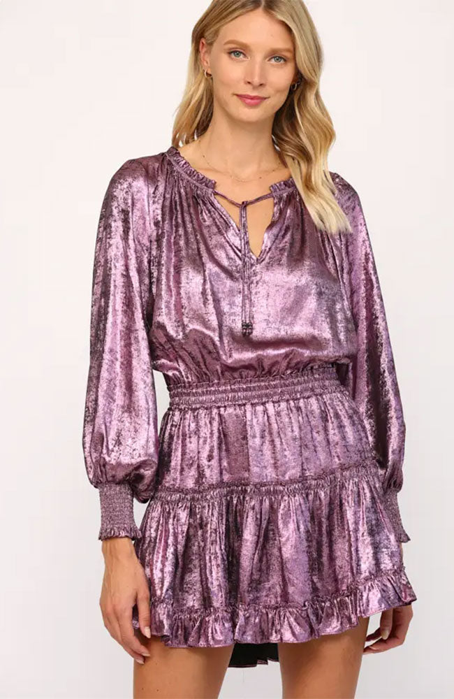 Metallic Foil Tiered Dress