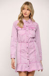 Washed Ruffle Hem Shirt Dress