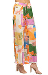 Tropical Print Wide Leg Pants