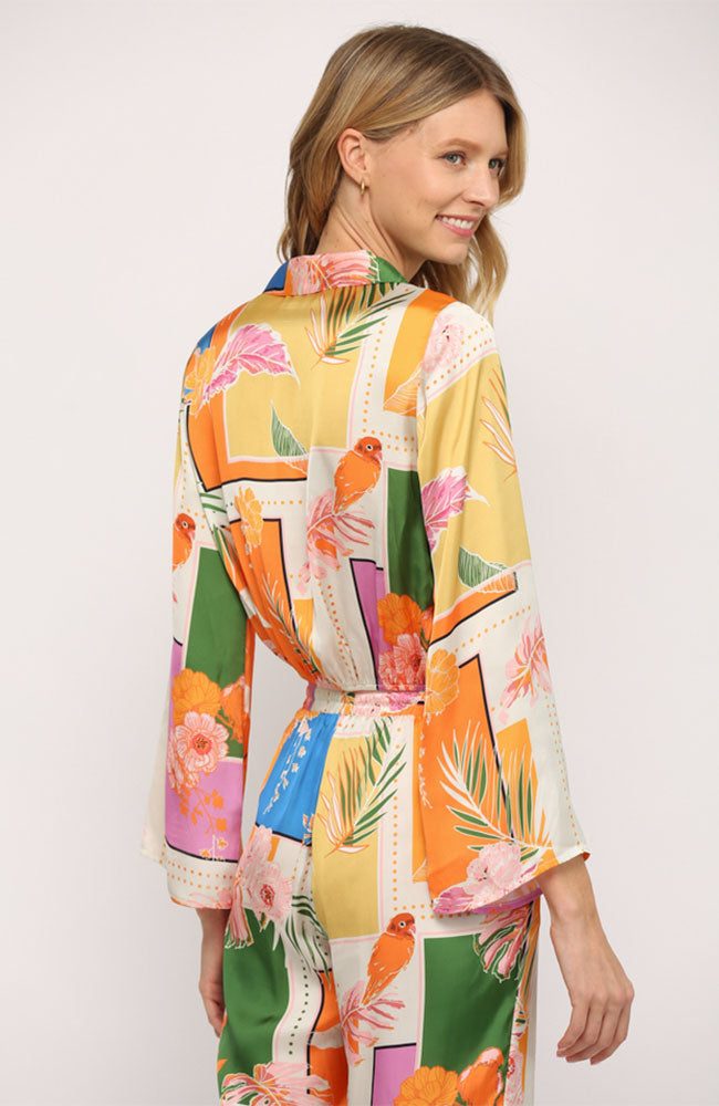 Tropical Print Bell Sleeve Shirt