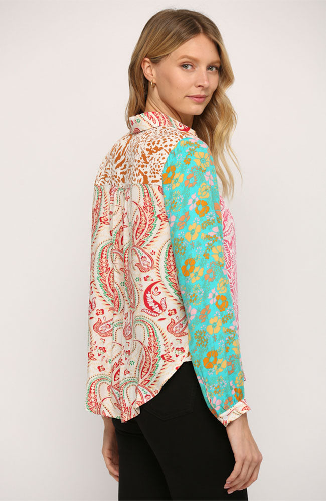 Contrast Mixed Buttondown Shirt