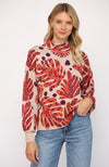 Mock Neck Balloon Sleeve Top