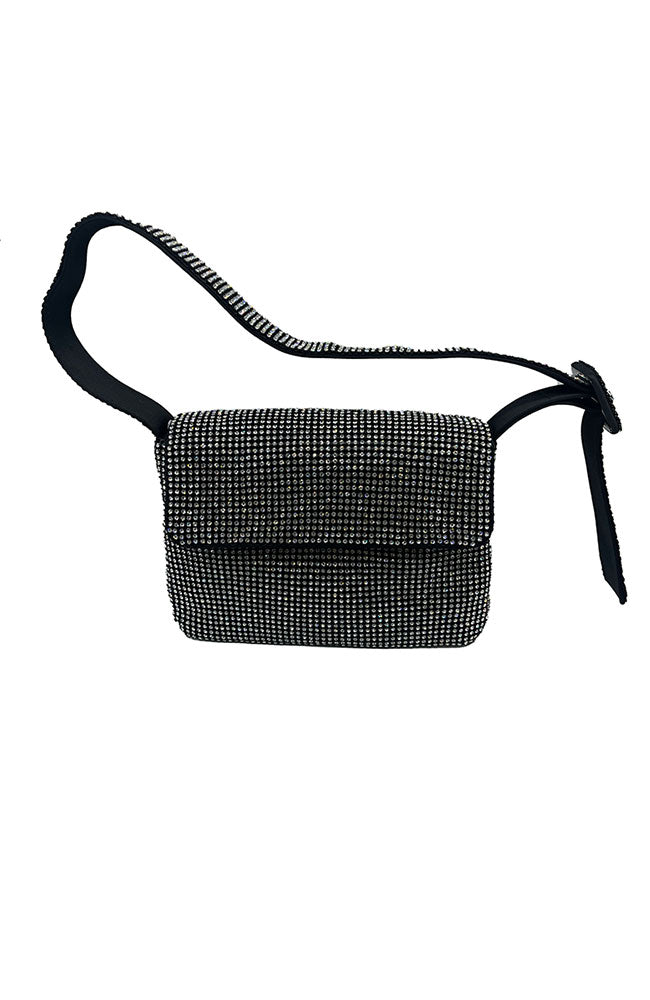 Rhinestone Flap Shldr Purse