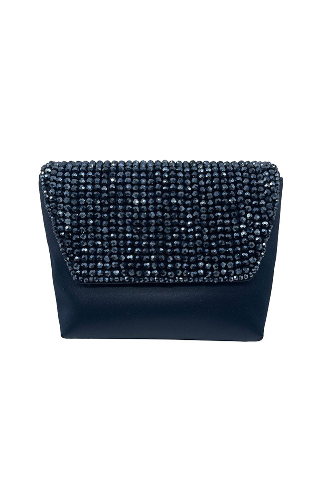 Satin Flap Clutch Navy
