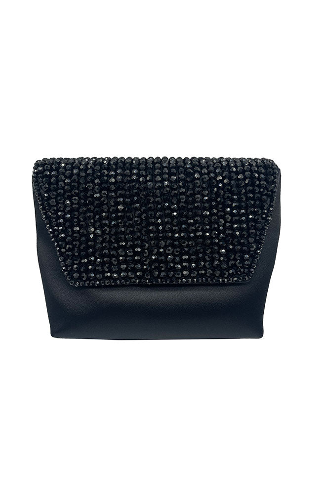 Satin Flap Clutch Black