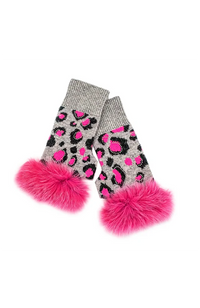 Animal Print Fingerless Gloves with Crystals