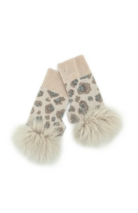 Animal Print Fingerless Gloves with Crystals