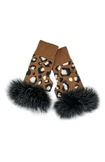 Animal Print Fingerless Gloves with Crystals