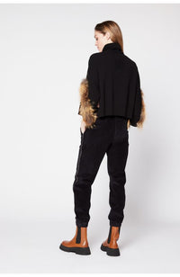 Asymetric Sweater Fox Trim