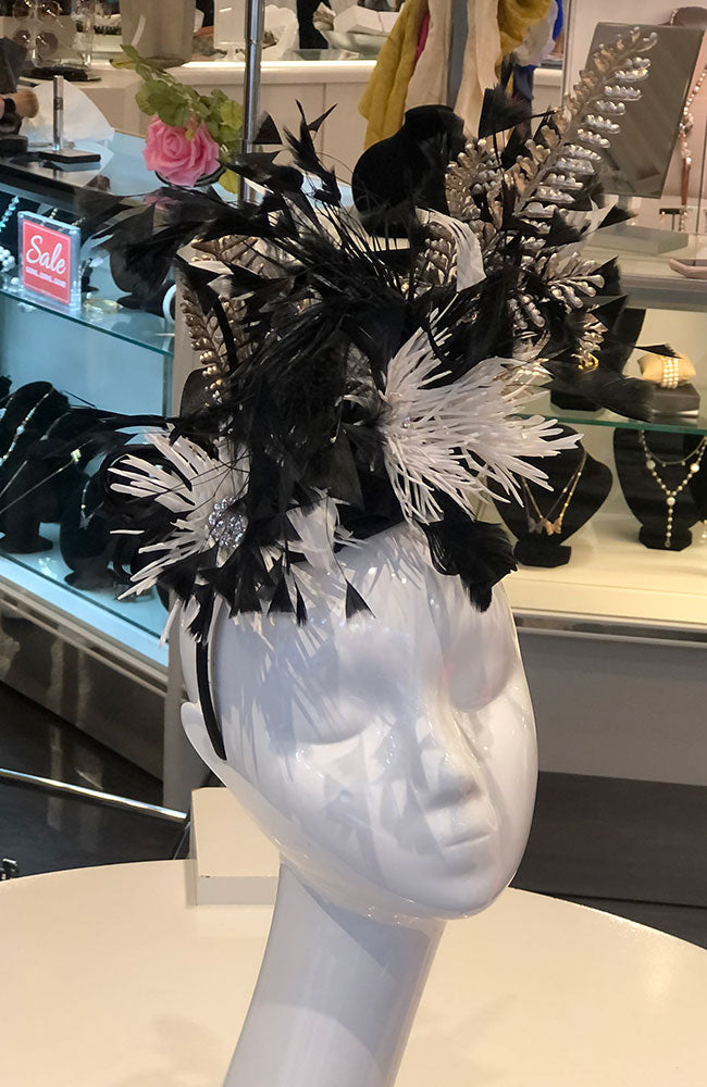 Fascinator in Black and White
