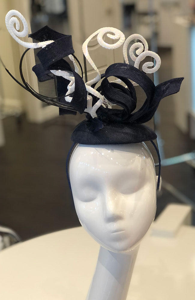 Fascinator in Navy and White