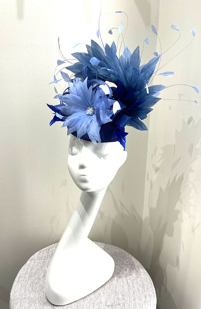 Fascinator Royal Blue with Blue Flower