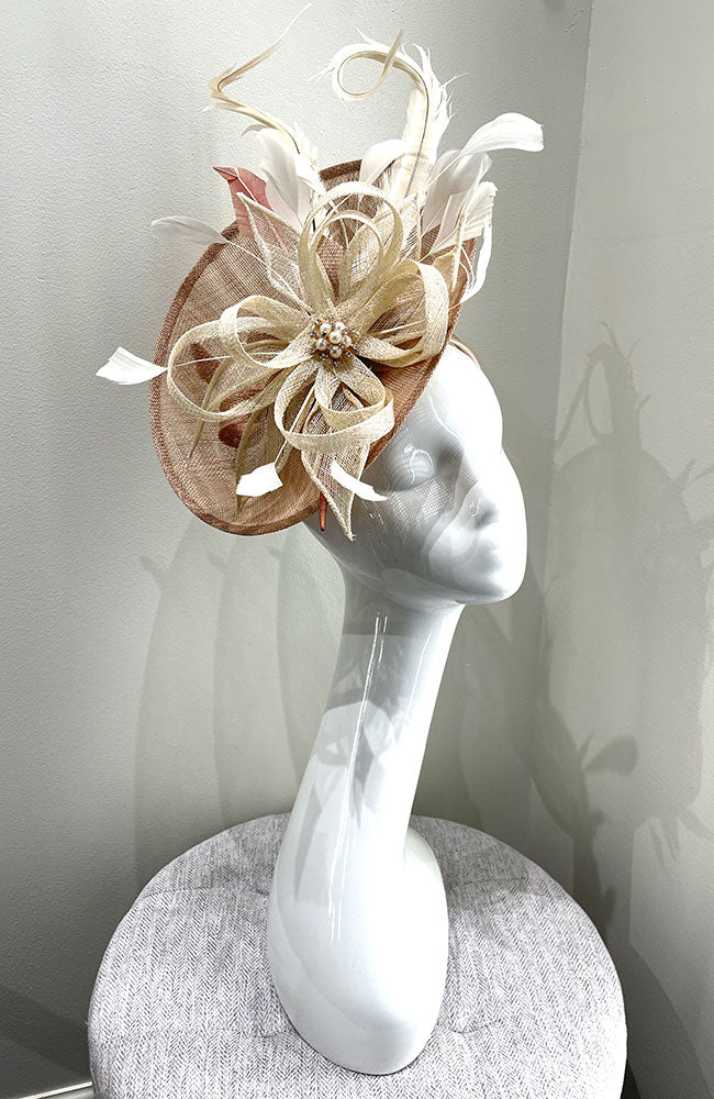 Fascinator Taupe with Cream Trim
