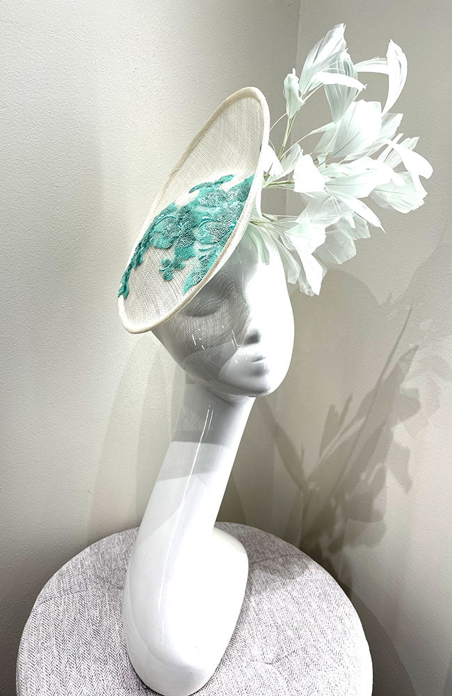 Fascinator Yellow with Pink Flower