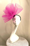 Fascinator Yellow with Pink Flower